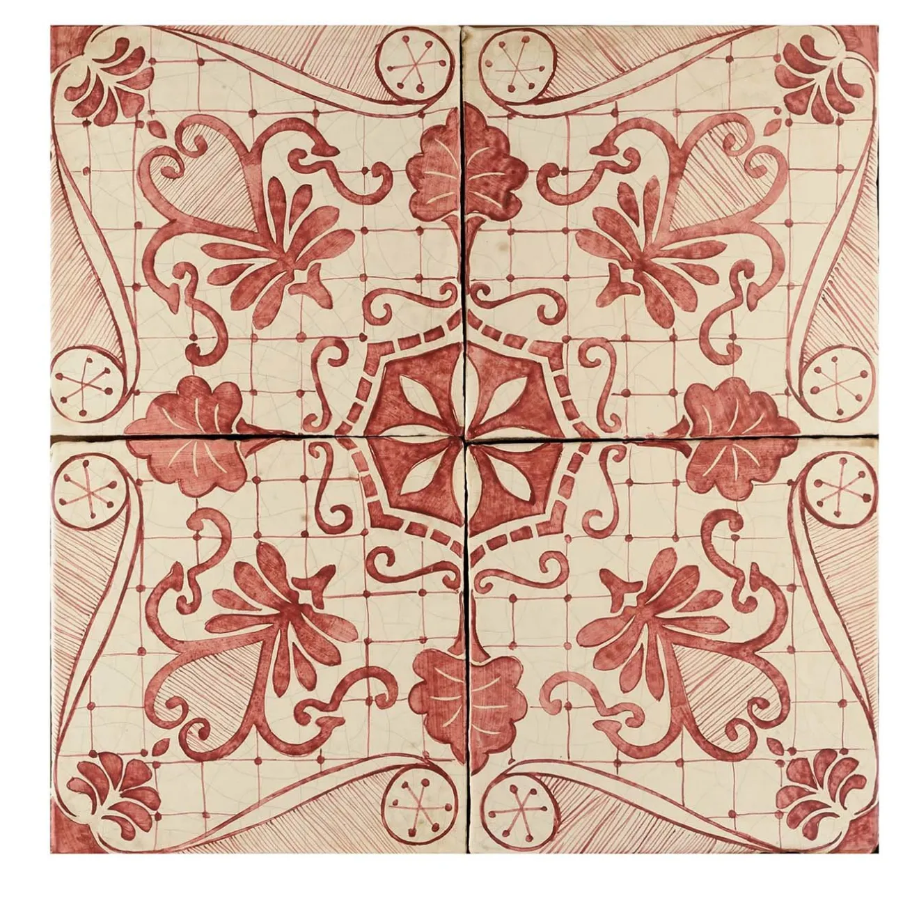 Studio Le Nid Rosso Ficus Indica Set di 4 piastrelle #1