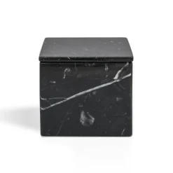 FiammettaV Home Collection Scatola cubica in marmo nero Marquina con coperchio