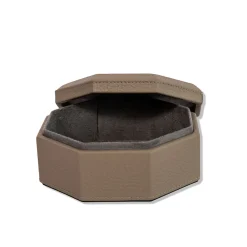 Cassigoli Scatola Ottagonale Del Monte 17 in Legno e Pelle Tamarone Beige