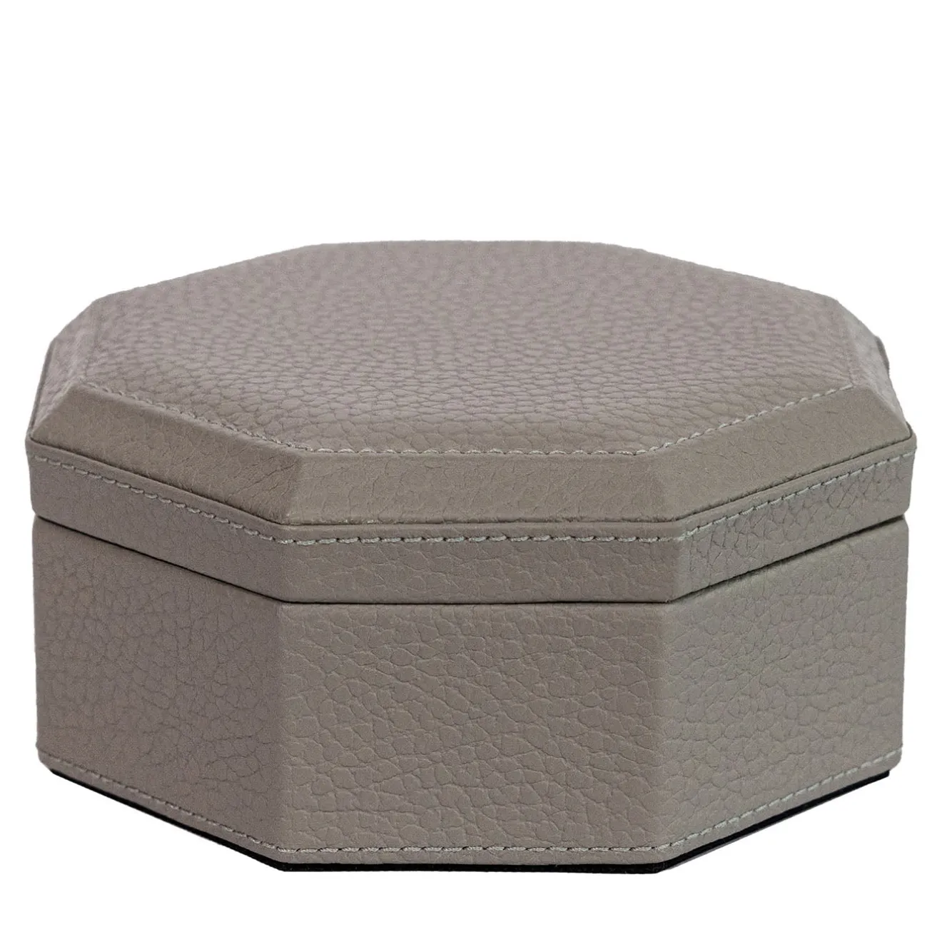 Cassigoli Scatola Ottagonale Del Monte in legno e pelle grigia luna