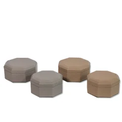 Cassigoli Scatola Ottagonale Del Monte in legno e pelle grigia luna