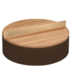 Riviere Scatola rotonda Dama grande in frassino grigio e pelle