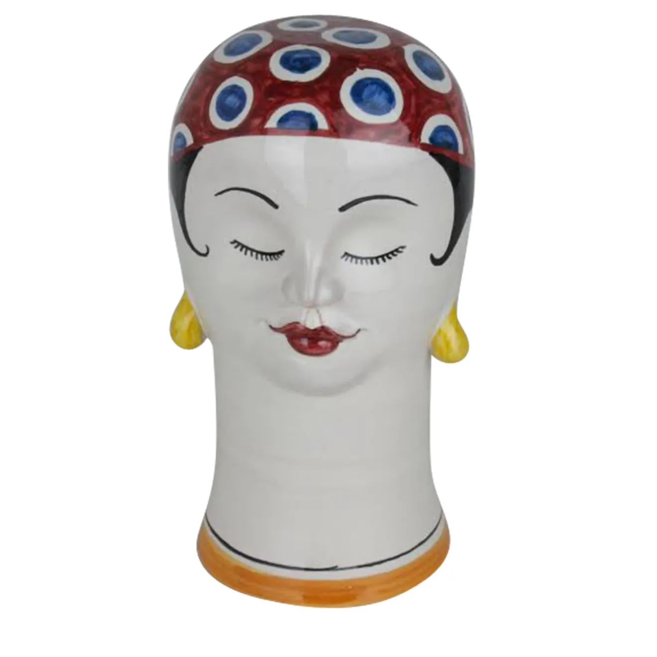 Alessandro Iudici Scultura di testa di nuotatore con berretto rosso maculato