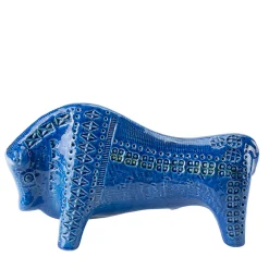 Bitossi Ceramiche Scultura di toro blu di Aldo Londi