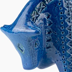 Bitossi Ceramiche Scultura di toro blu di Aldo Londi