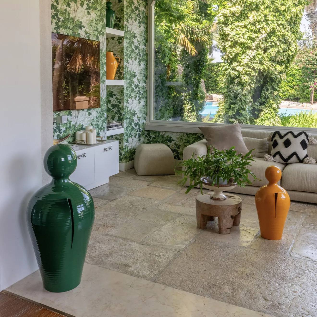 SANTOPECCATORE scultura Do in Ceramica Verde