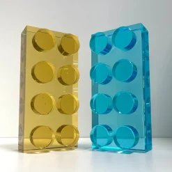 Ghirò Studio Scultura in cristallo giallo Brick realizzata a mano