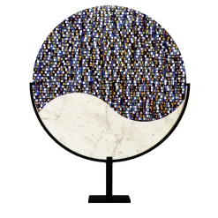 VéVé Glass Scultura in marmo e vetro policromo di origine blu