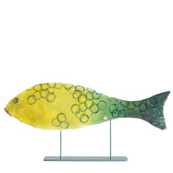 Anna Paola Cibin Scultura in velluto di un piccolo pesce verde gioioso