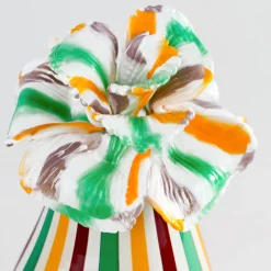 Venice Factory Scultura in vetro veneziano Strambotto con fiore di Eliana Gerotto