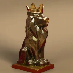 Fonderia Artistica Ruocco Scultura <leone stilizzato seduto in ottone