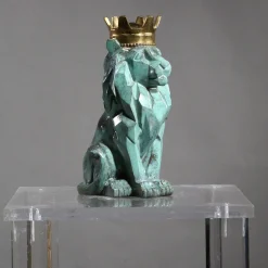 Fonderia Artistica Ruocco Scultura Leone stilizzato seduto in bronzo