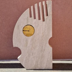 Espidesign by Paola Speranza Scultura Moon Double Face in Travertino Romano e Persiano