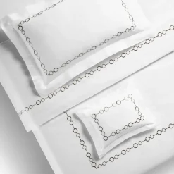 Biancoperla Set copripiumino ricamato Recoleta in Cotone Satinato Bianco