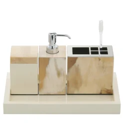 Arcahorn Set da bagno Iris 4 pezzi avorio e corno