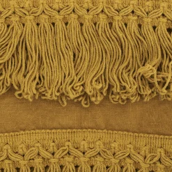 Once Milano Set di 2 asciugamani in lino senape con lunghe frange