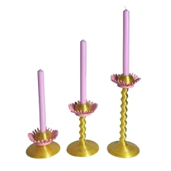 M'AMA Interni + di Federica Zama Set di 3 candelabri stampati in 3D Blooming Oro e Rosa