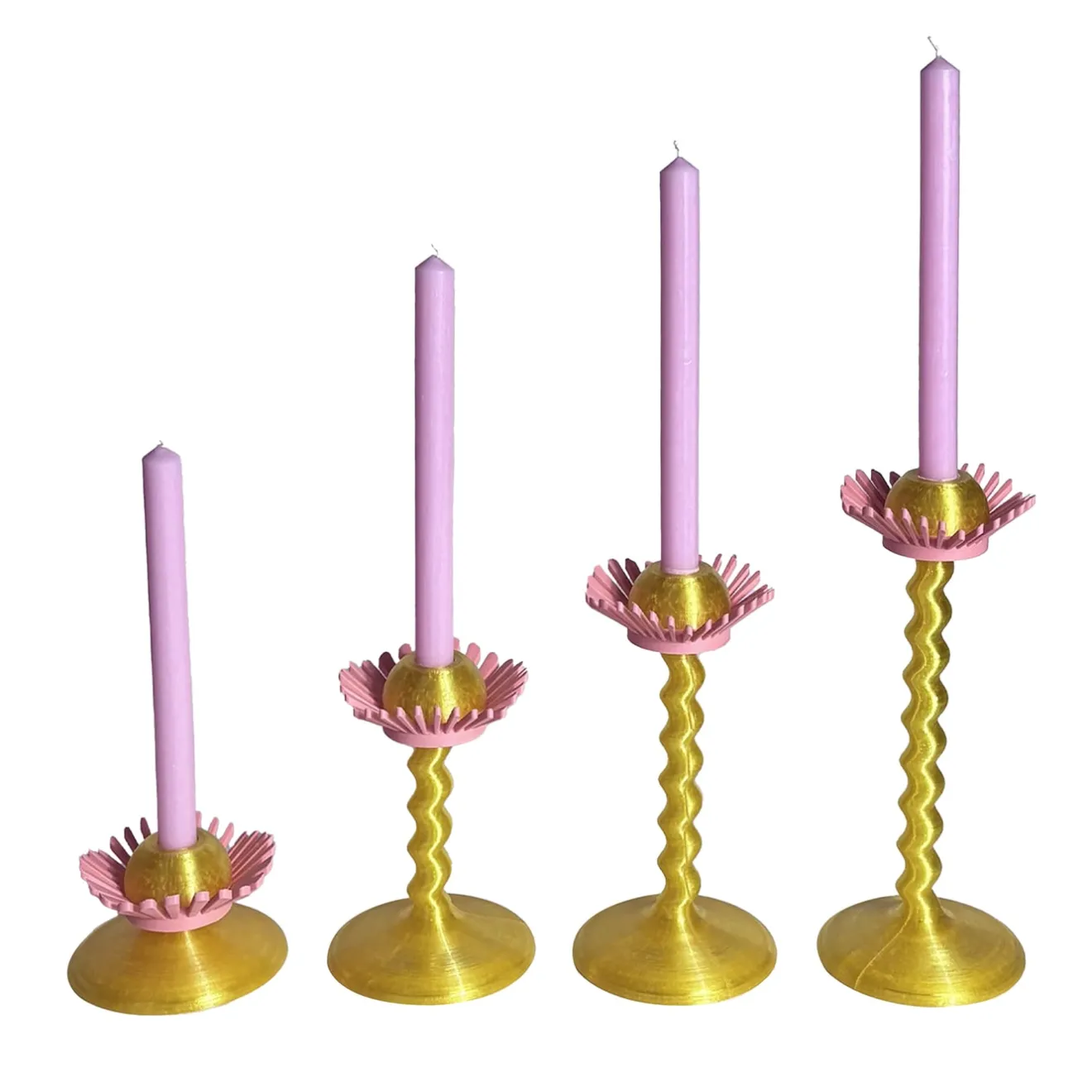 M'AMA Interni + di Federica Zama Set di 4 candelabri stampati in 3D Blooming Oro e Rosa