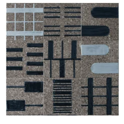 Ninefifty Set di 44 piastrelle blu e grigie Alfabeto di Margherita Rui