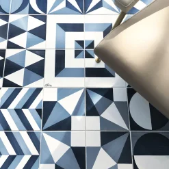 Francesco De Maio Set di 25 piastrelle Blu Ponti Decorazione Tipo 27 di Gio Ponti