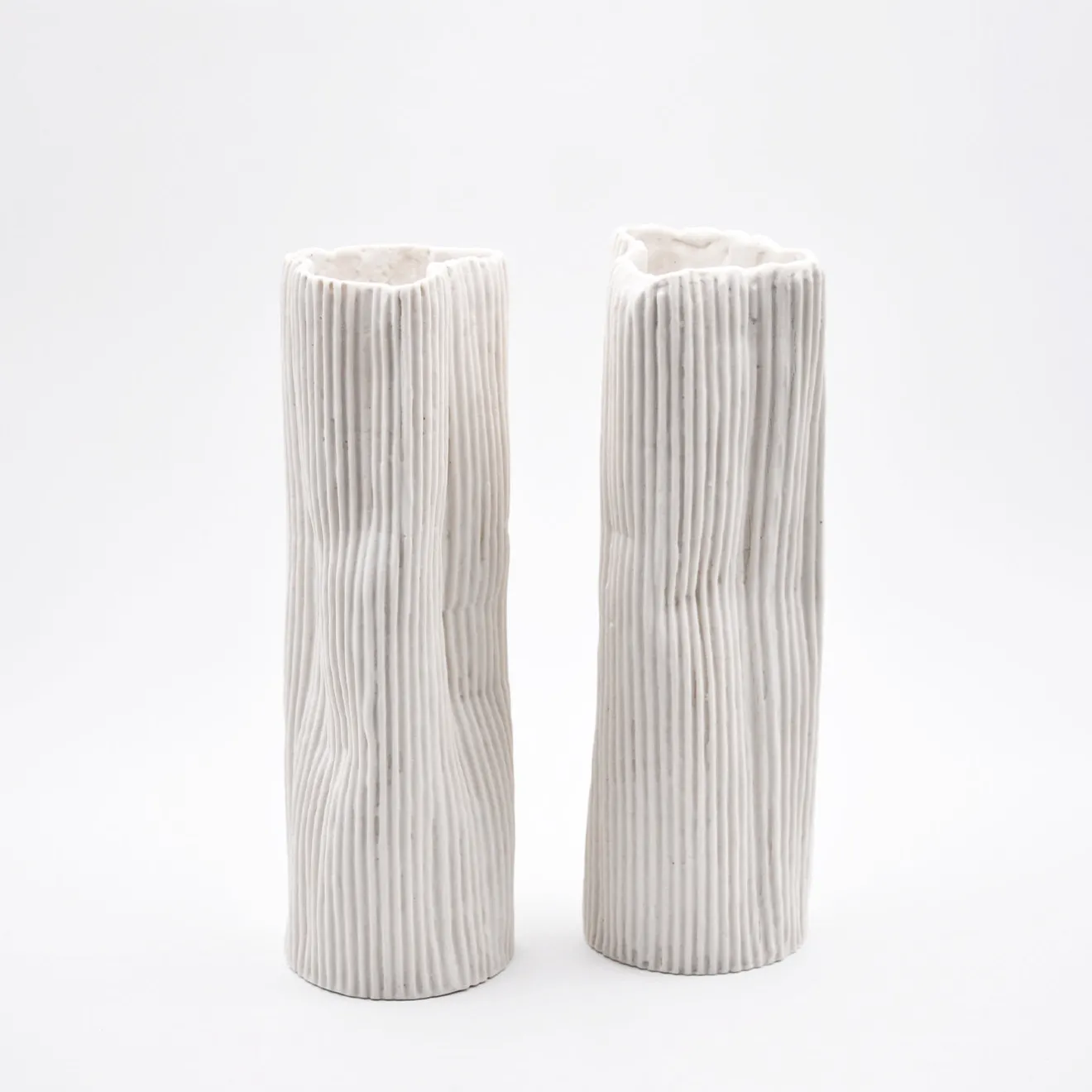 Design Center 1991 Set di 2 vasi decorativi "Paesaggio 19 #2" di Nino Basso bianchi