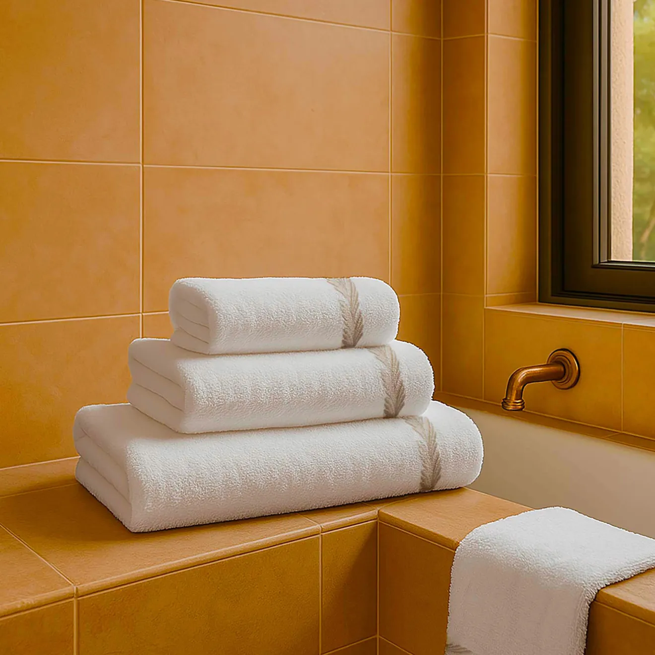 Biancoperla Set di asciugamani ricamati BOTERO in Cotone Spugna