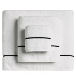 Biancoperla Set di asciugamani ricamati BACCHETTA in cotone spugna bianco