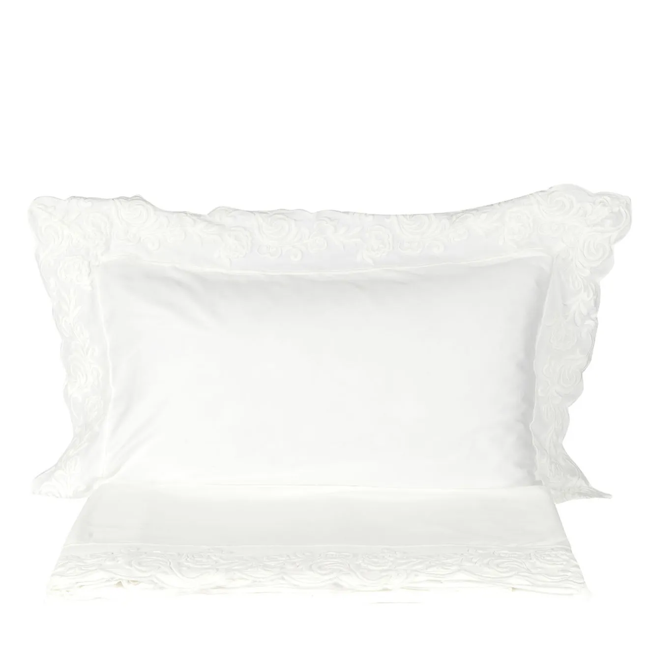 Mastro Raphael Set di lenzuola e due federe ricamate in avorio Dune Merveille