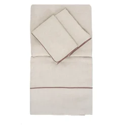 Once Milano Set di lino naturale Summer Bed con profili rosa vintage