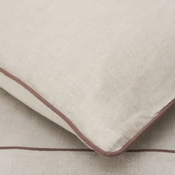 Once Milano Set di lino naturale Summer Bed con profili rosa vintage