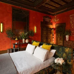 Once Milano Set di lino naturale Summer Bed con profili rosa vintage