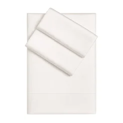 Biancoperla Set lenzuola Komodo in raso di cotone jacquard bianco