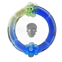 Ongaro & Fuga Specchio con teschio rotondo blu e giallo di Bradley Theodore