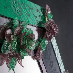 Barbini Specchio da parete Anaki in vetro di Murano Verde