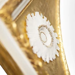 Caiafa Specchio da parete dorato con girasoli in porcellana di Capodimonte e dettagli in oro