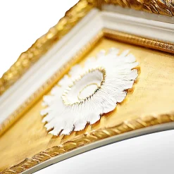 Caiafa Specchio da parete dorato con girasoli in porcellana di Capodimonte e dettagli in oro