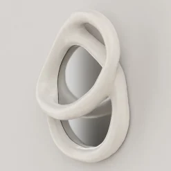 Edizione Limitata by Simone Fanciullacci Specchio da Parete Grande Bolide V1 in Gesso Bianco