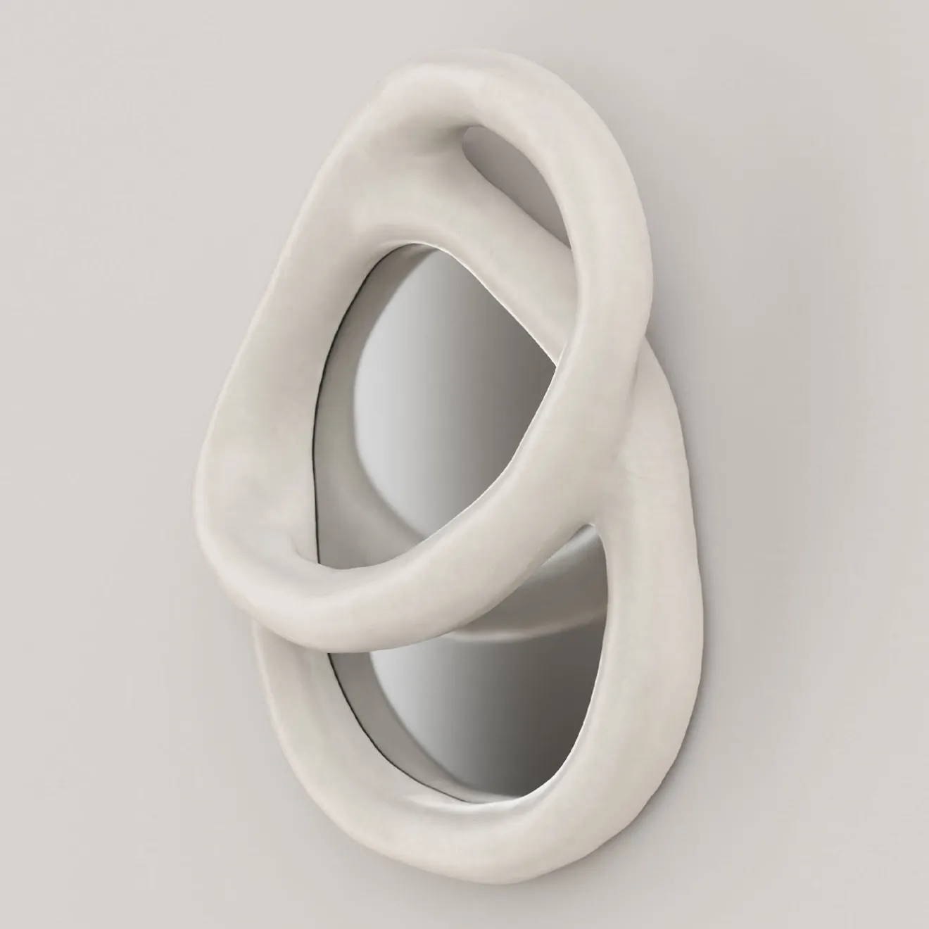 Edizione Limitata by Simone Fanciullacci Specchio da Parete Grande Bolide V1 in Gesso Bianco