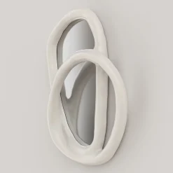 Edizione Limitata by Simone Fanciullacci Specchio da parete grande Bolide V2 in gesso bianco