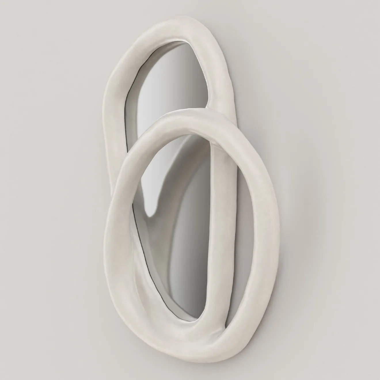 Edizione Limitata by Simone Fanciullacci Specchio da parete grande Bolide V2 in gesso bianco