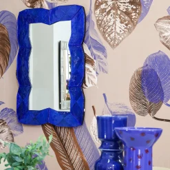 Fratelli Tosi Specchio da parete in vetro di Murano Onda Cobalto