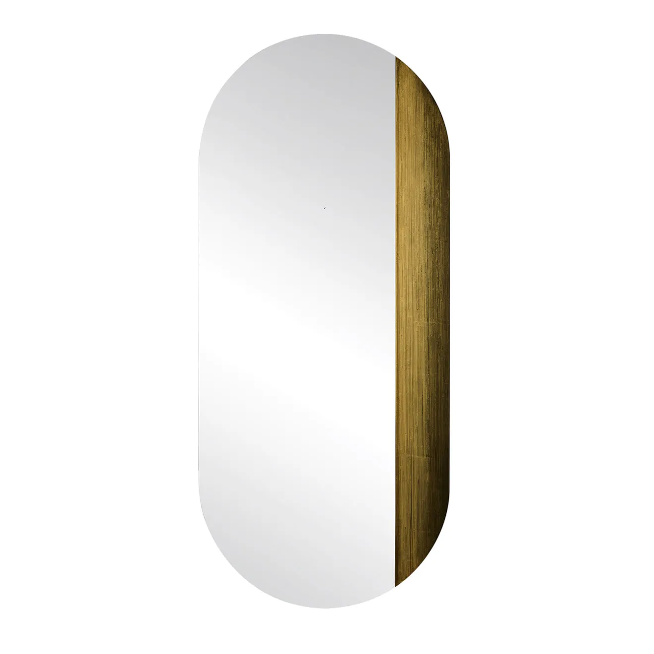 Disain 1971 Specchio da parete ovale Orizzonte in resina spatolata oro