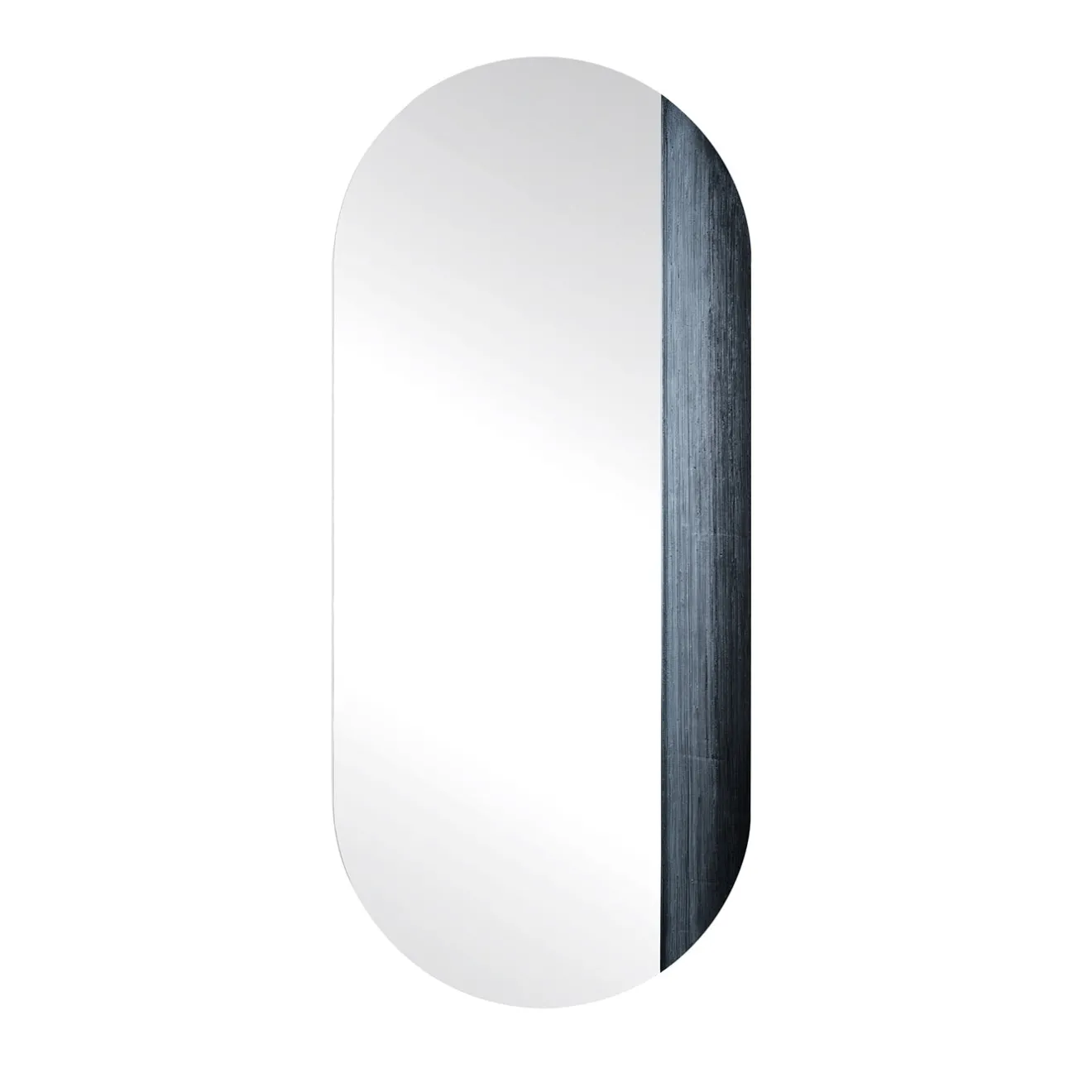 Disain 1971 Specchio da parete ovale Orizzonte in resina spatolata argento #1