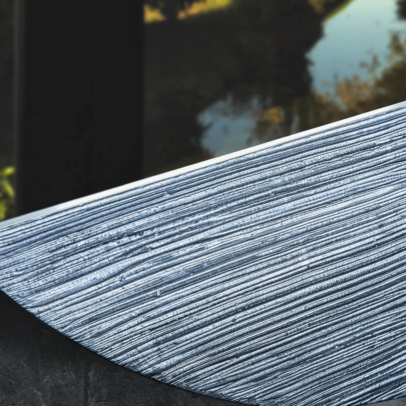 Disain 1971 Specchio da parete ovale Orizzonte in resina spatolata argento #1