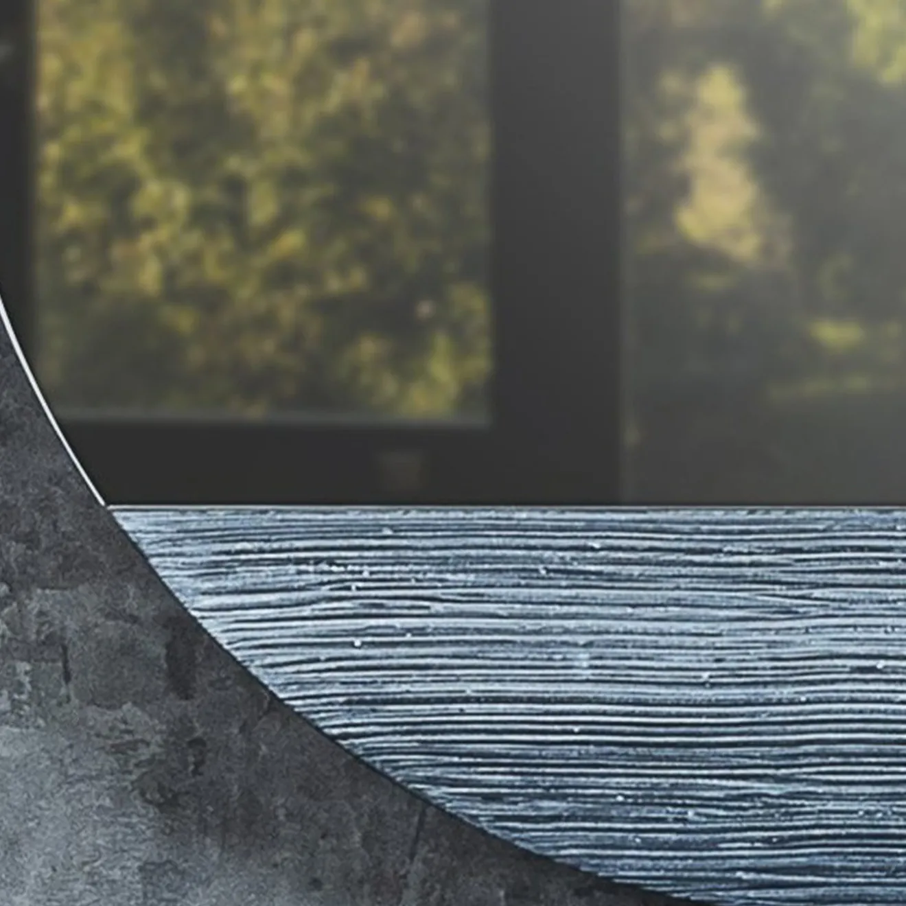 Disain 1971 Specchio da parete ovale Orizzonte in resina spatolata argento #1