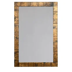 Spini Firenze Specchio da Parete Rettangolare con Scanature in Legno Bronzo Matt