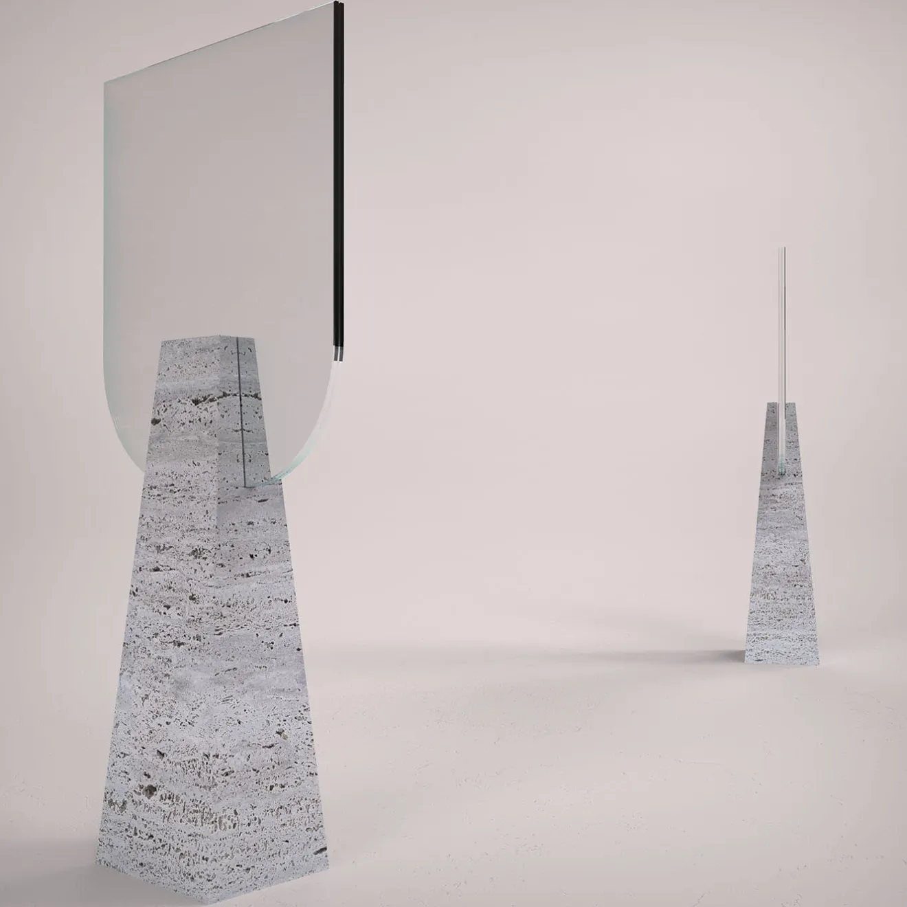 Carcino Design Specchio da tavolo Ophelia in travertino