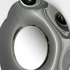 Ghirò Studio Specchio di cristallo fumé fatto a mano Undulate