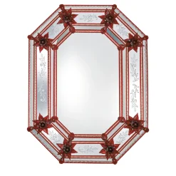 Fratelli Tosi Specchio in vetro di Murano Serenella Red Flowers