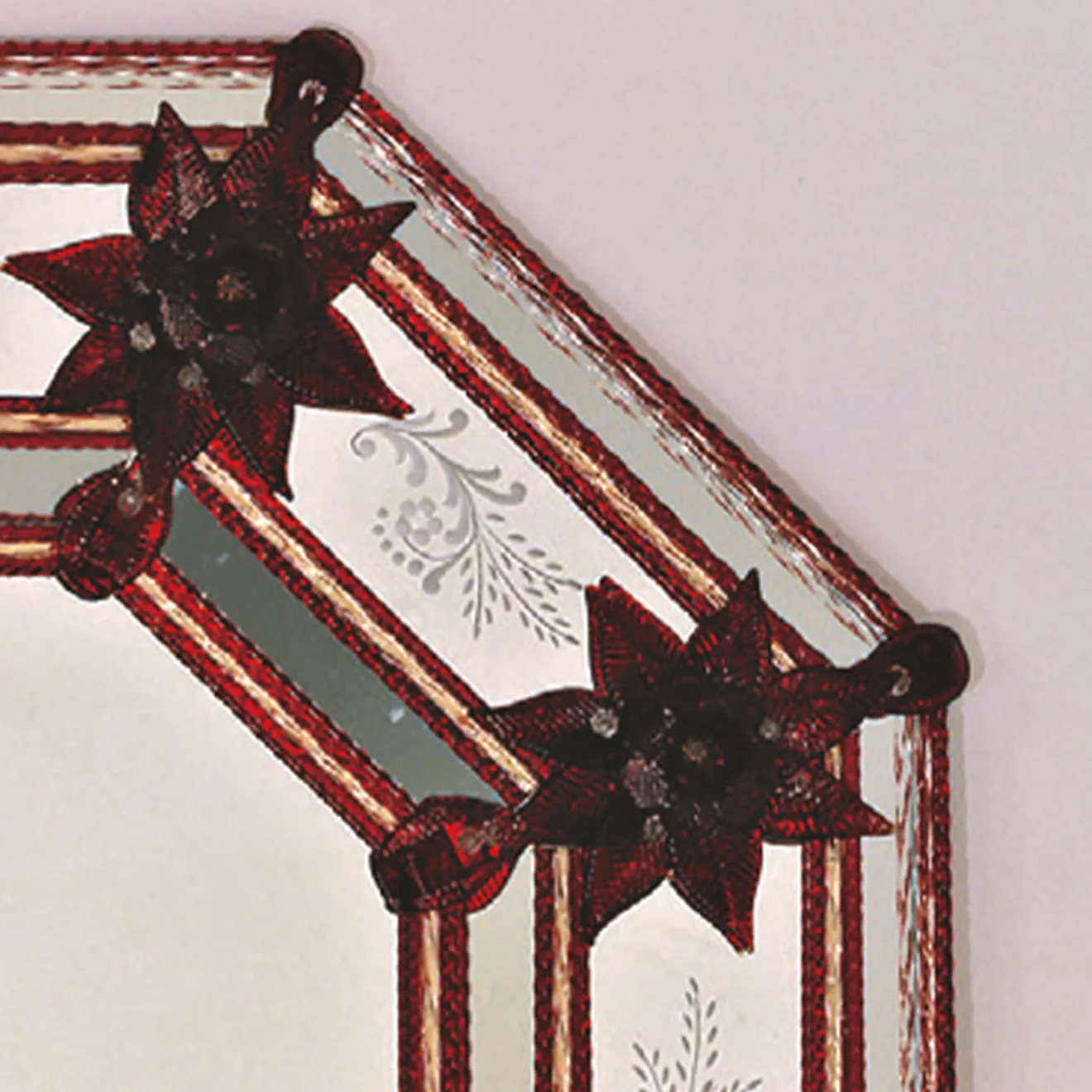 Fratelli Tosi Specchio in vetro di Murano Serenella Red Flowers